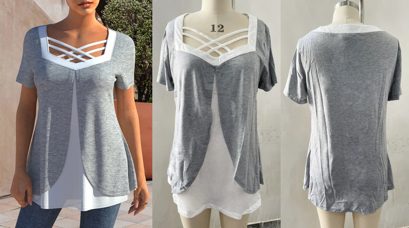 Flycurvy Plus Size Summer Casual Tops