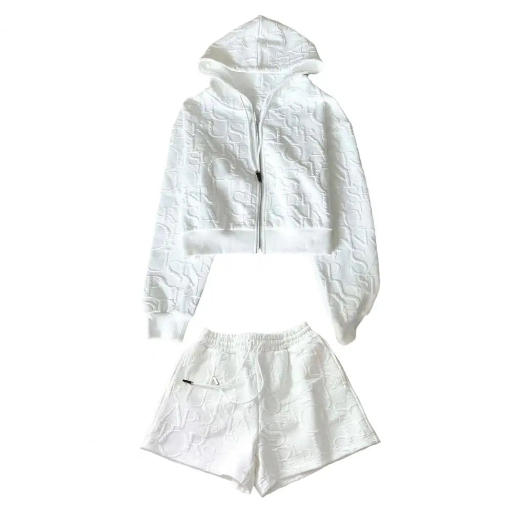 Women Loose Fit Coat Shorts Set Women's Hoodie