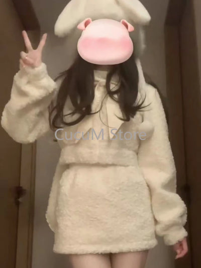 Autumn Winter Warm Cute Two Piece Hoodie Sets