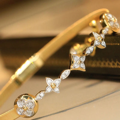 Natural Diamonds Fashion Flower Bangle Gift