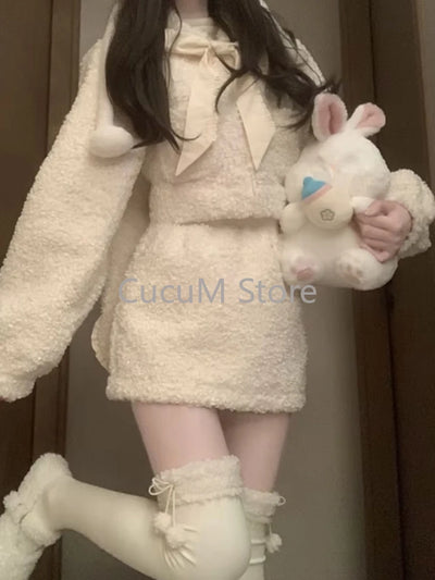 Autumn Winter Warm Cute Two Piece Hoodie Sets