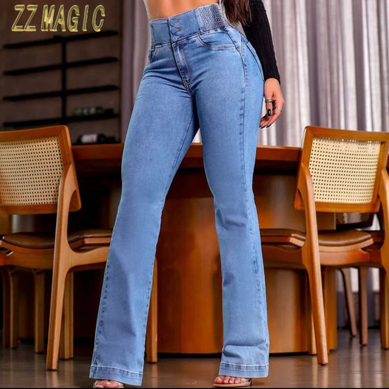 High Waist Denim Pants Vintage Long Trousers