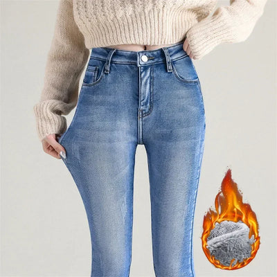 Fashion Thermal Slim Fit Velvet Plush Jeans