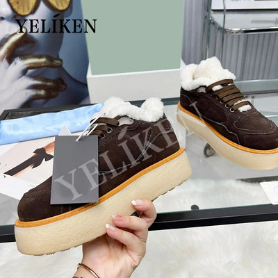 Winter Trend Woman Wool Chunky Casual Shoes