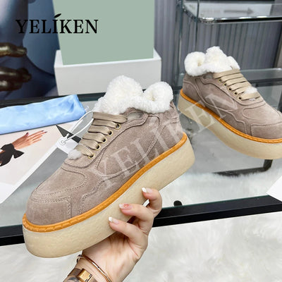 Winter Trend Woman Wool Chunky Casual Shoes