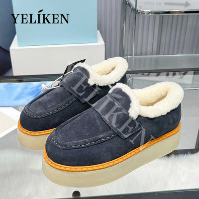 Winter Trend Woman Wool Chunky Casual Shoes