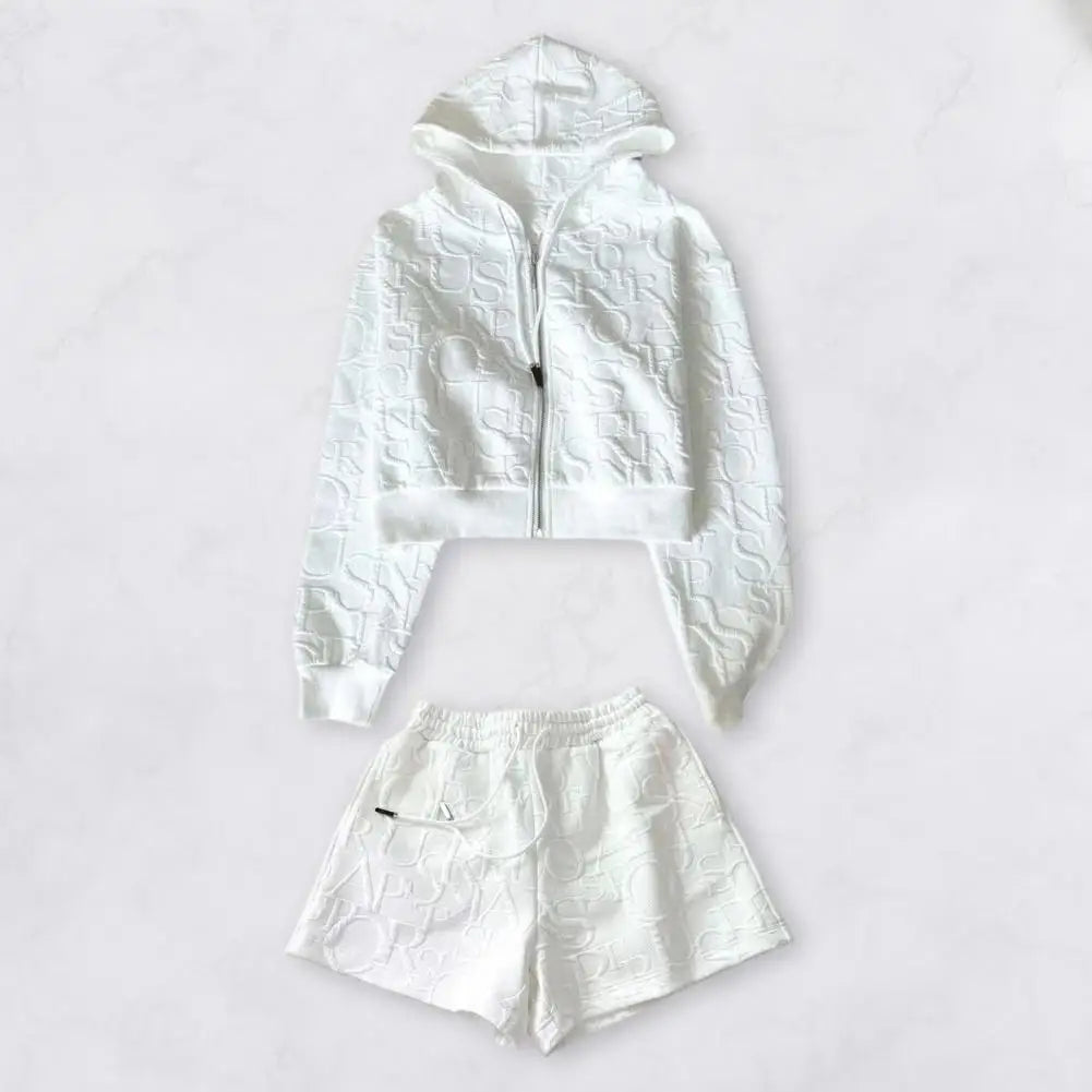 Women Loose Fit Coat Shorts Set Women's Hoodie