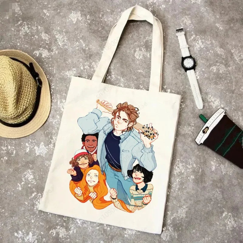 Stranger Thing Cartoon Canvas Women Tote Bags