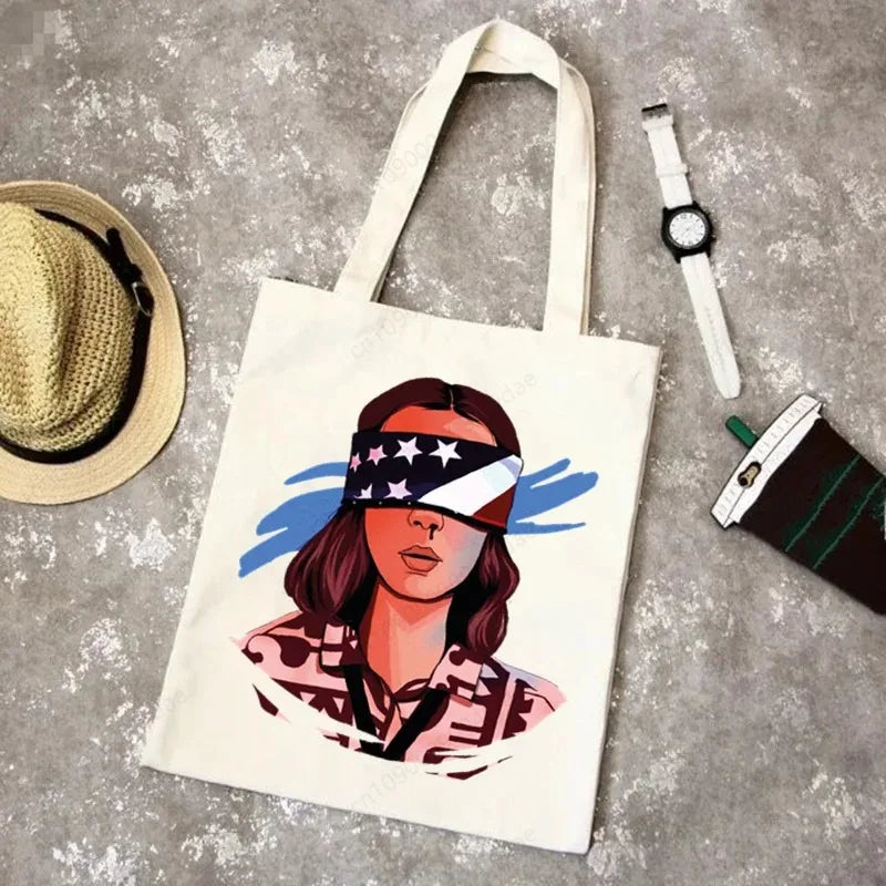 Stranger Thing Cartoon Canvas Women Tote Bags