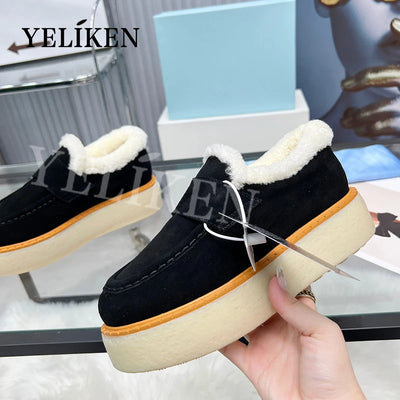 Winter Trend Woman Wool Chunky Casual Shoes