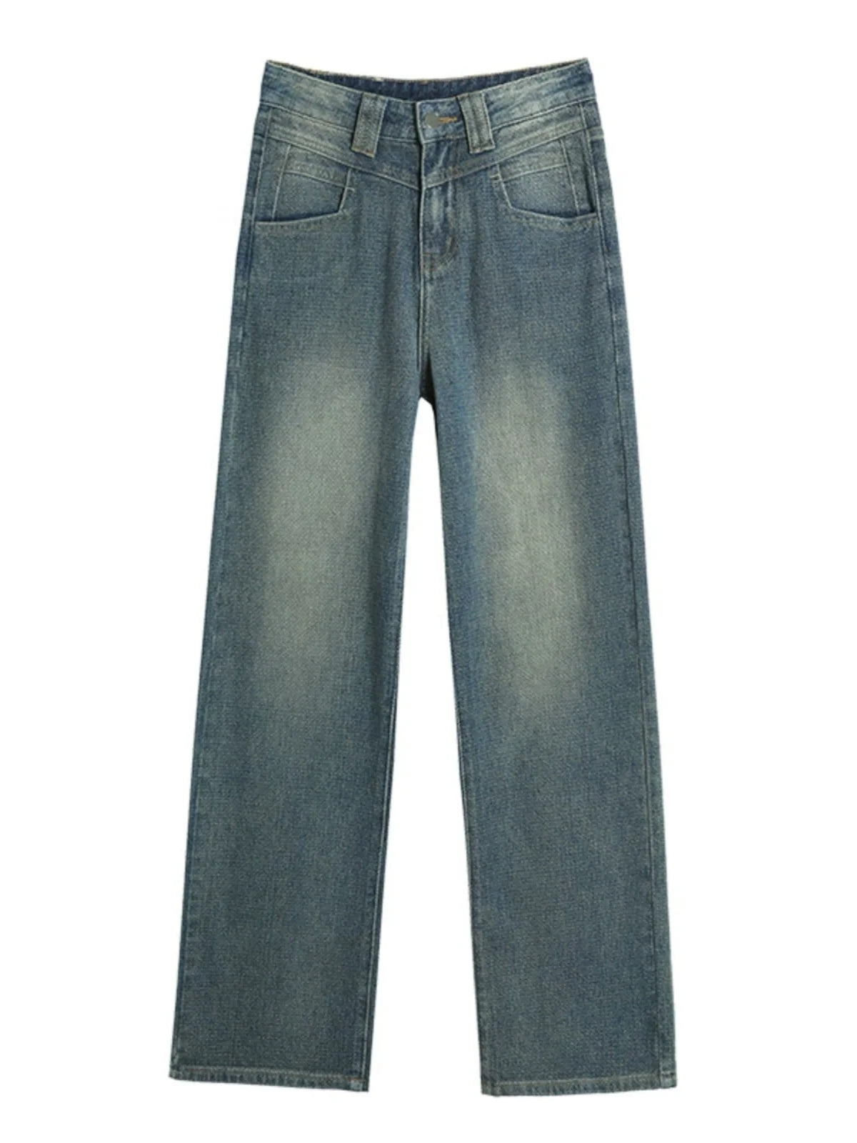 Retro vertical straight jeans for women