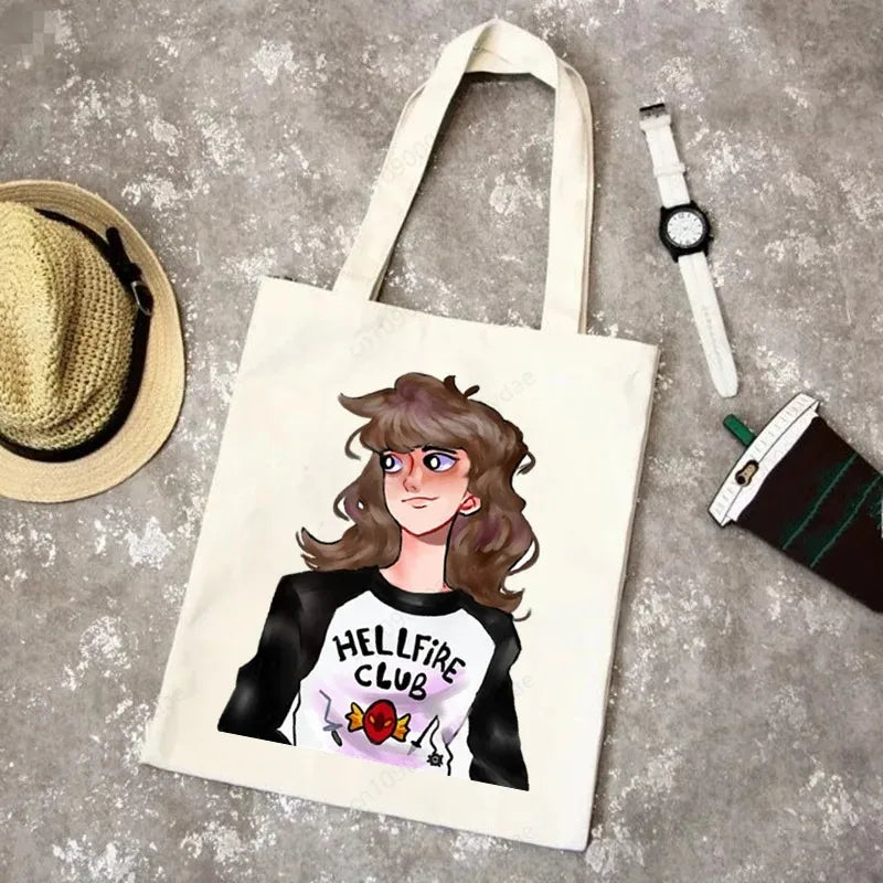 Stranger Thing Cartoon Canvas Women Tote Bags