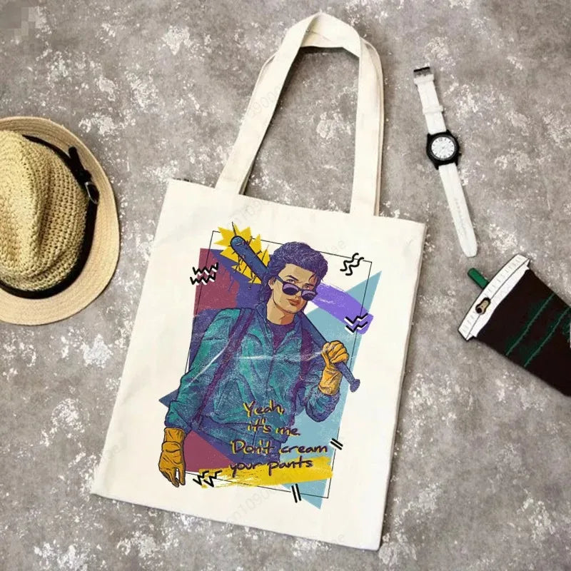 Stranger Thing Cartoon Canvas Women Tote Bags