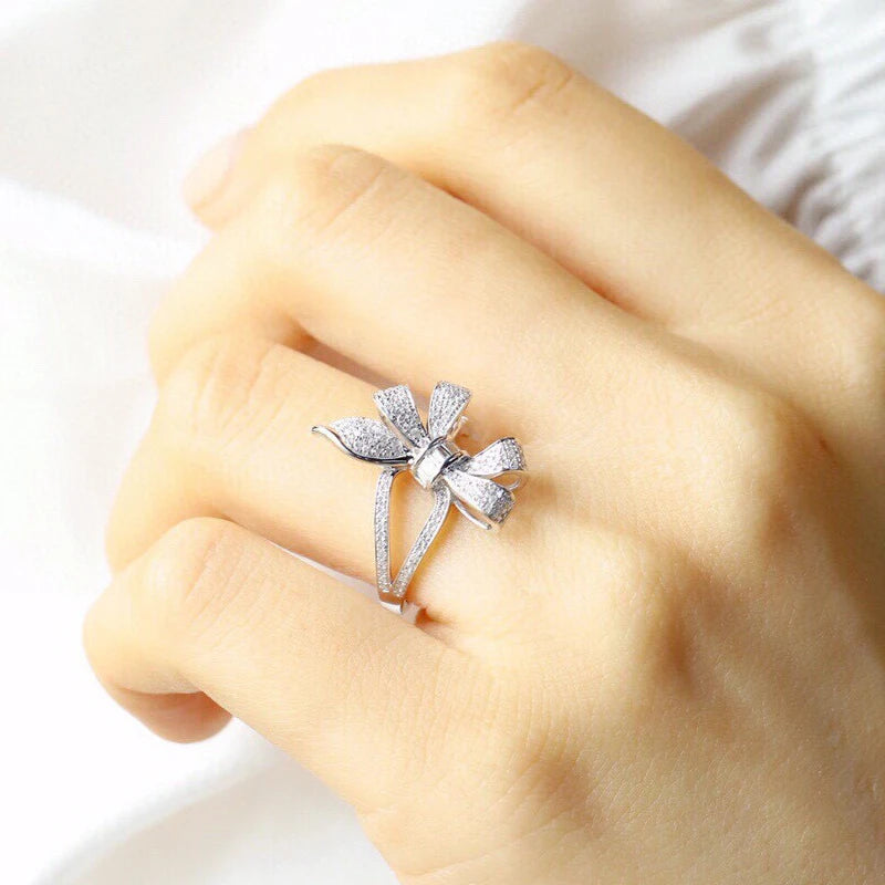 Diamond 0.35ct Bowknot Ring Gifted For Woman