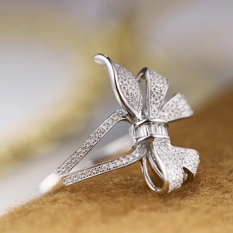 Diamond 0.35ct Bowknot Ring Gifted For Woman