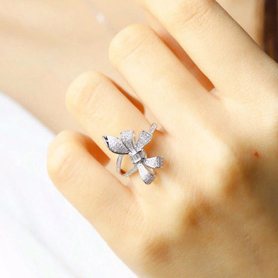 Diamond 0.35ct Bowknot Ring Gifted For Woman